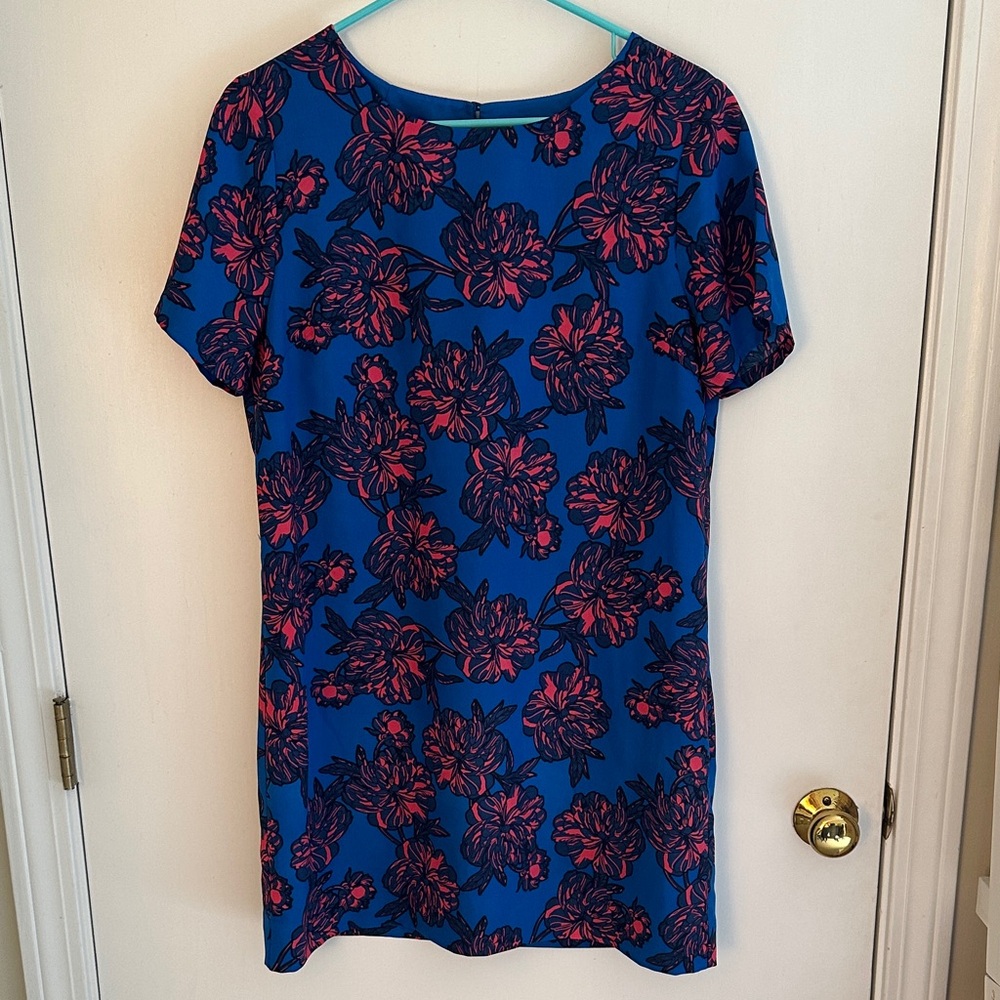 J. Crew Floral Blue and Pink Petite Dress